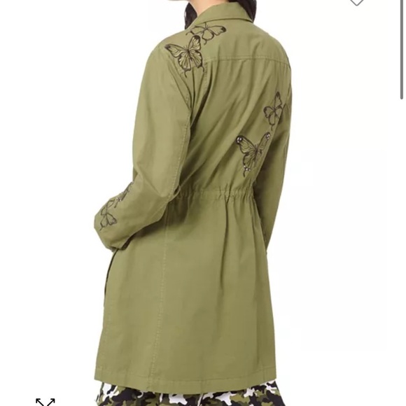 Michael Kors Butterfly-Embroidered Cargo Jacket Green Large - Picture 2 of 11